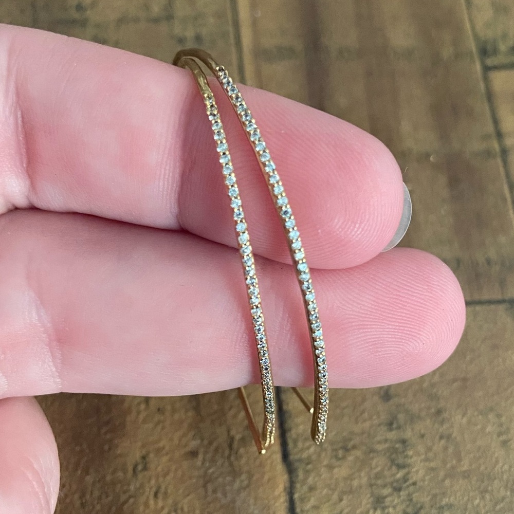 Gold CZ Loop Hoop Earrings